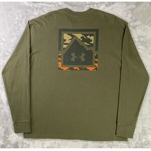 Under Armour Long Sleeve Loose Fit Shirt Men's Medium Green Graphic Mountain